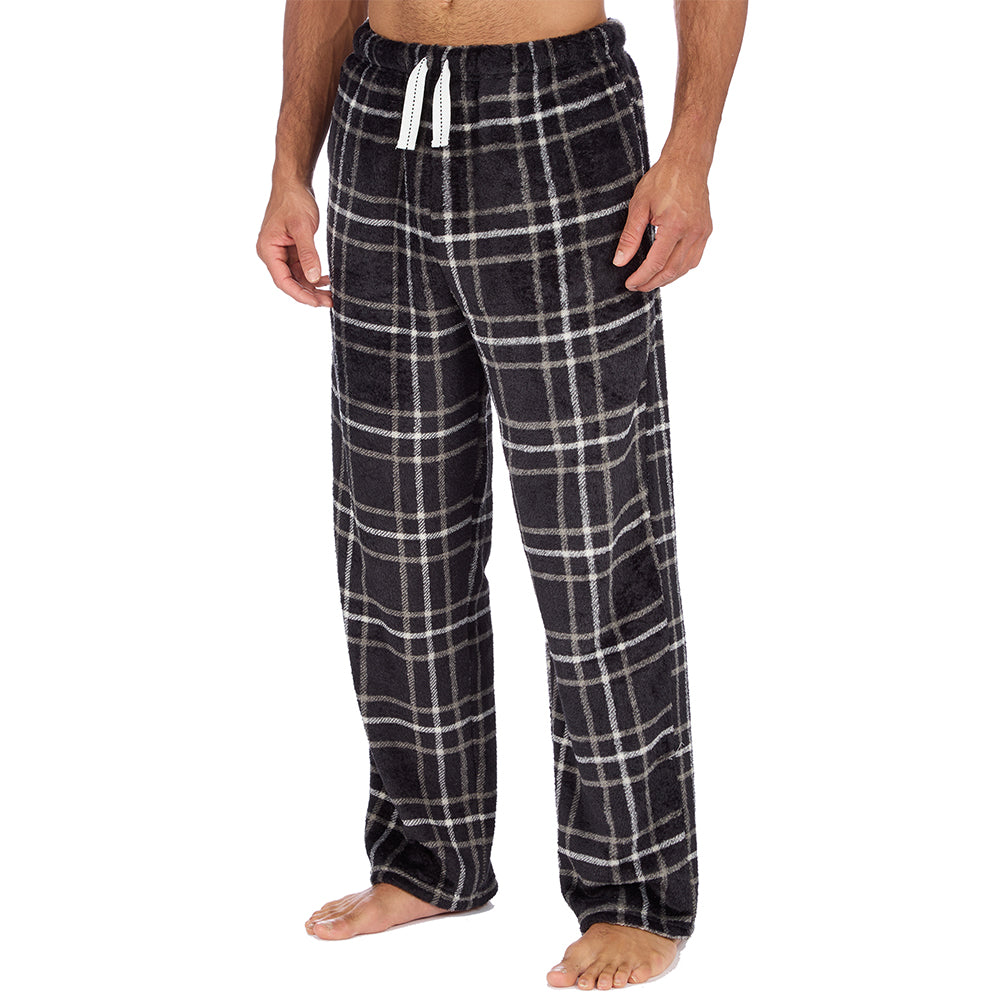 Mens Black Check Fleece Pyjama Bottoms
