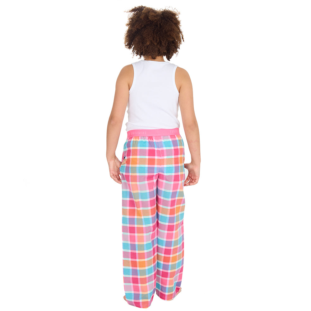 Girls Pink Check Woven Pyjama Bottoms