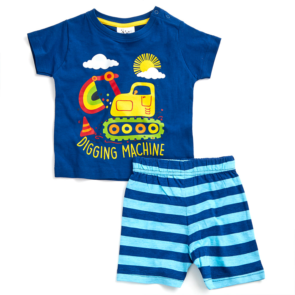 Baby Boys Digger Short Pyjama Set