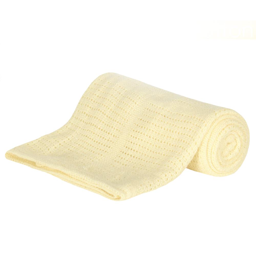 Baby Yellow Cellular 100% Cotton Blanket