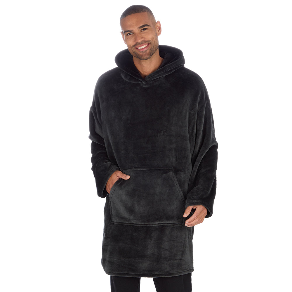 Mens Charcoal Plain Blanket Hoodie