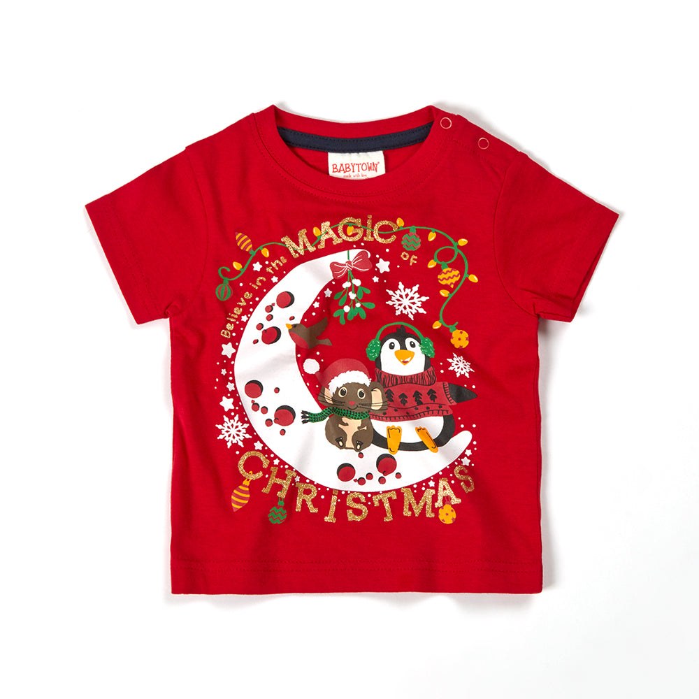 Baby Magical Christmas Red Cotton T-shirt