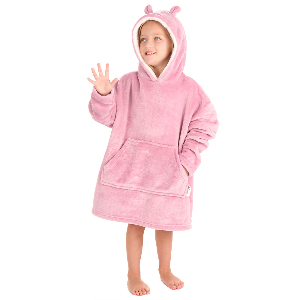 Infant Kids Bear Ears Dusky Pink Blanket Hoodie