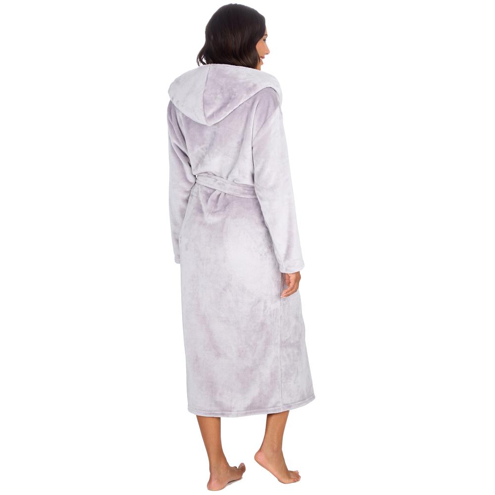 Ladies Silver Long Hooded Dressing Gown