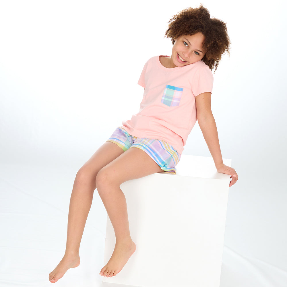 Girls Pastel Coral Short Pyjama Set
