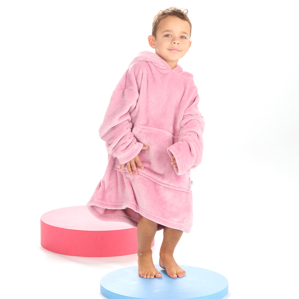 Infant Kids Bear Ears Dusky Pink Blanket Hoodie