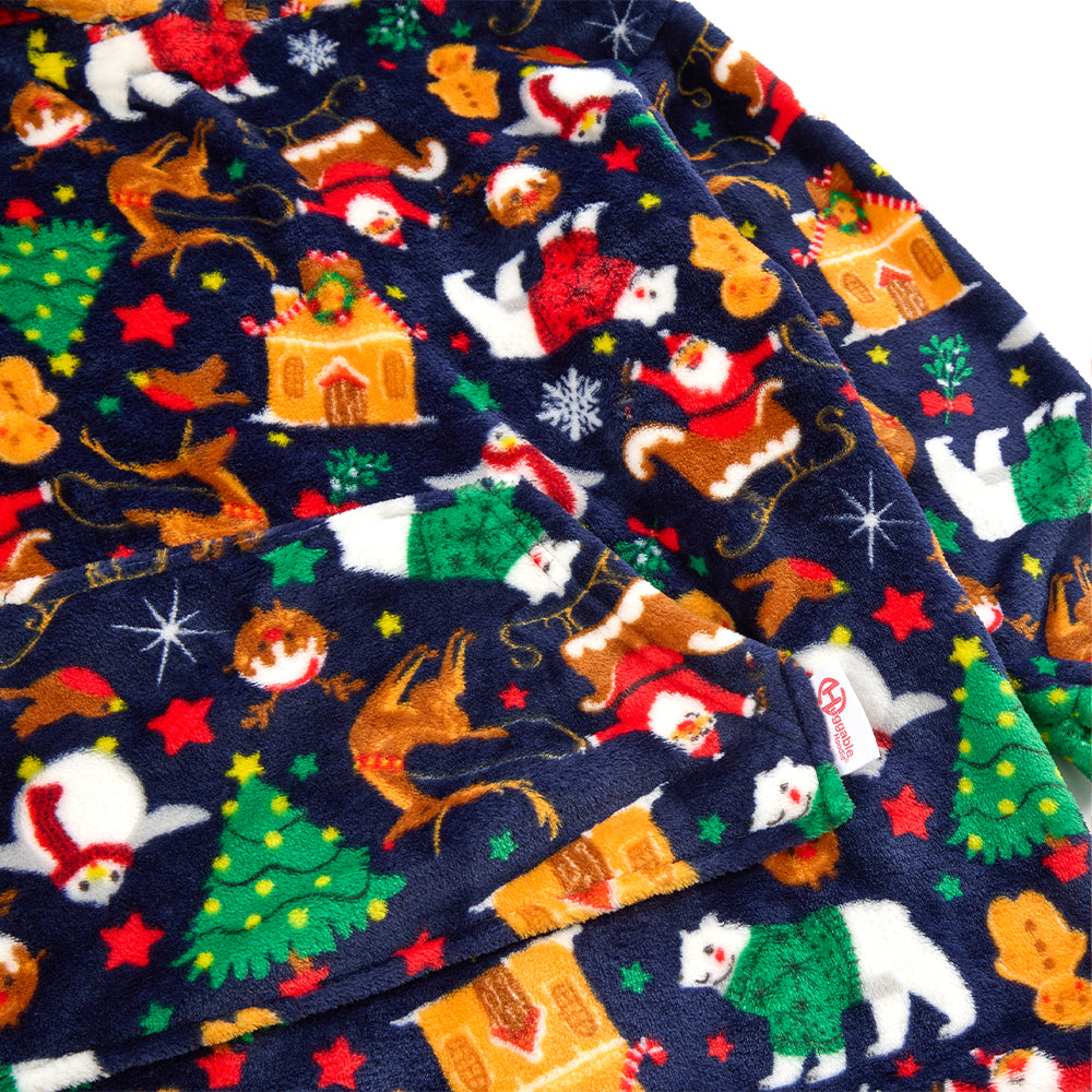 Infant Kids Navy Christmas Fleece Blanket Hoodie