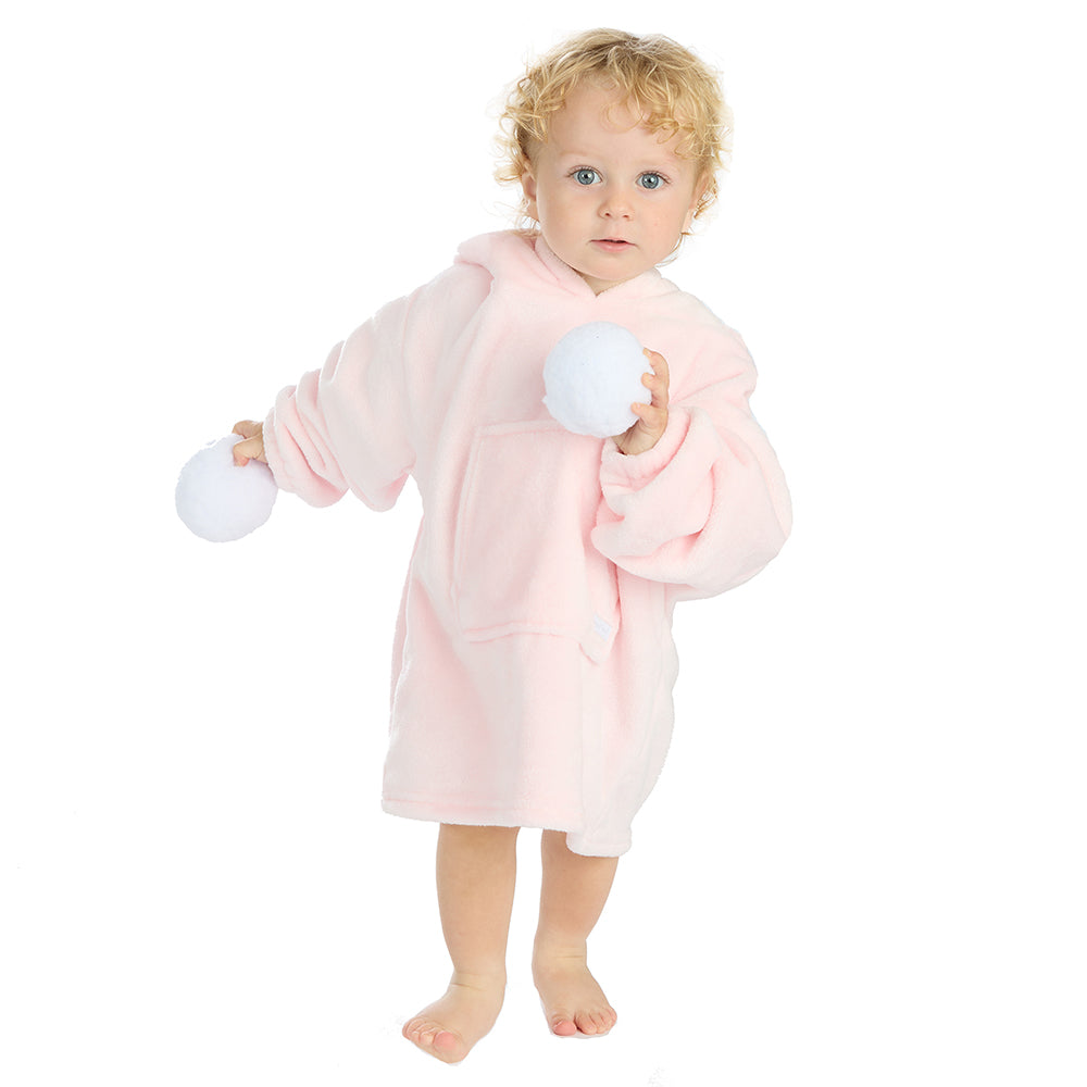 Toddler Bear Ears Light Pink Blanket Hoodie