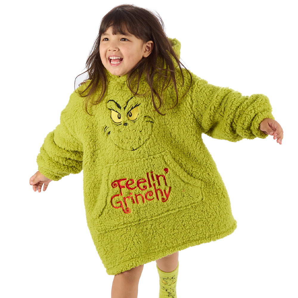 Infant Girls Grinch Sherpa Blanket Hoodie