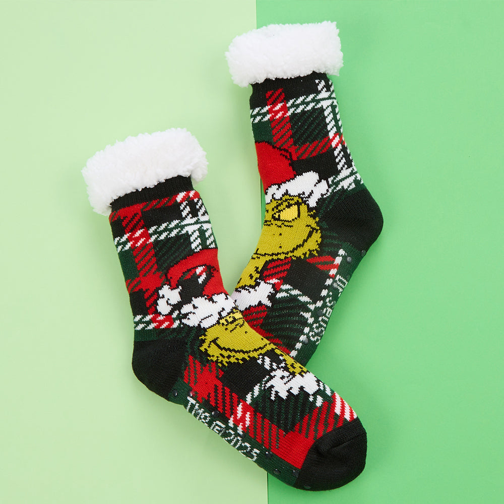 Mens Grinch Chunky Slipper Socks