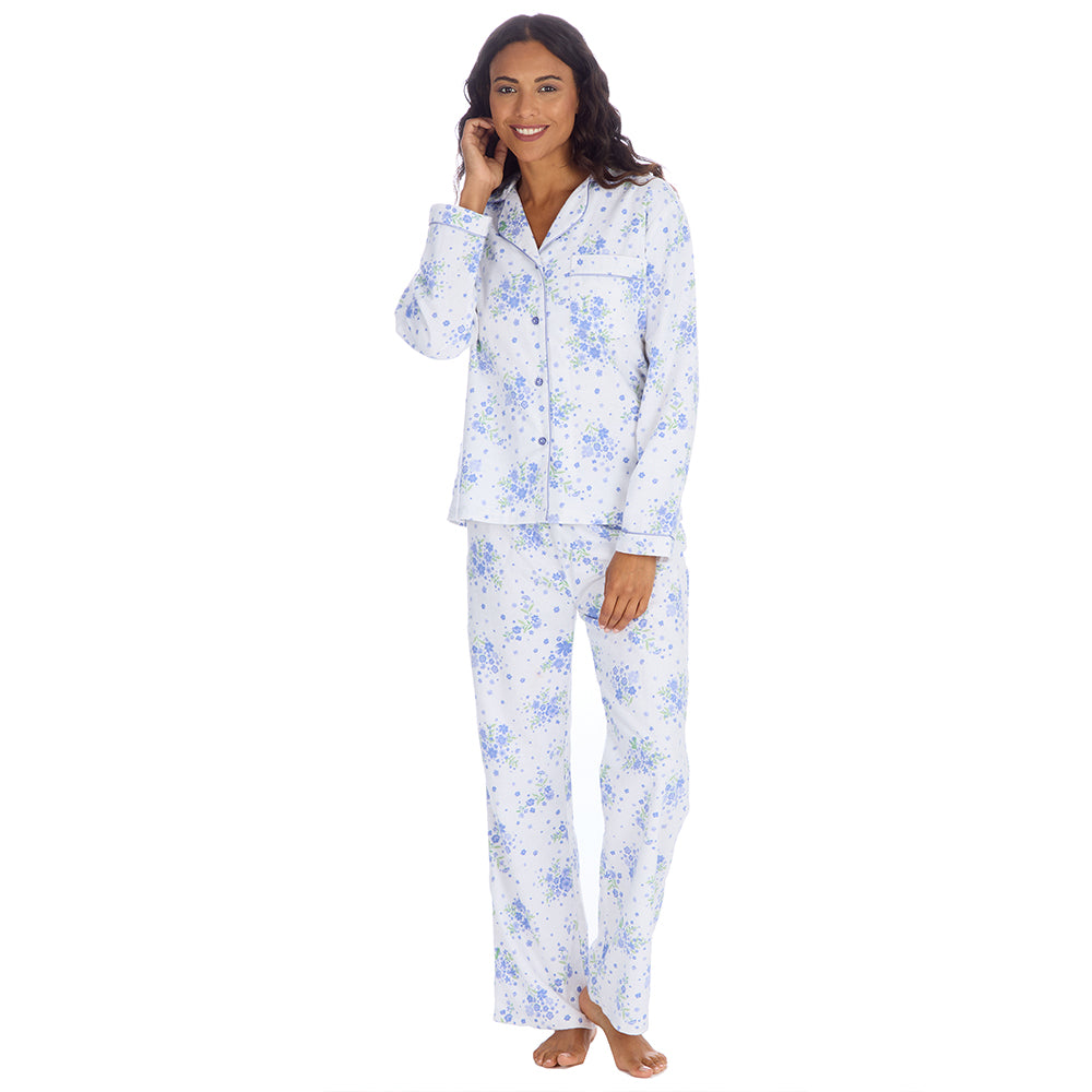 Ladies Floral Blue Serenity Cotton Pyjama Set