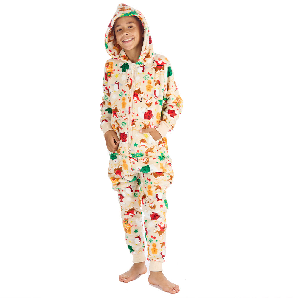 Kids Beige Christmas Onesie