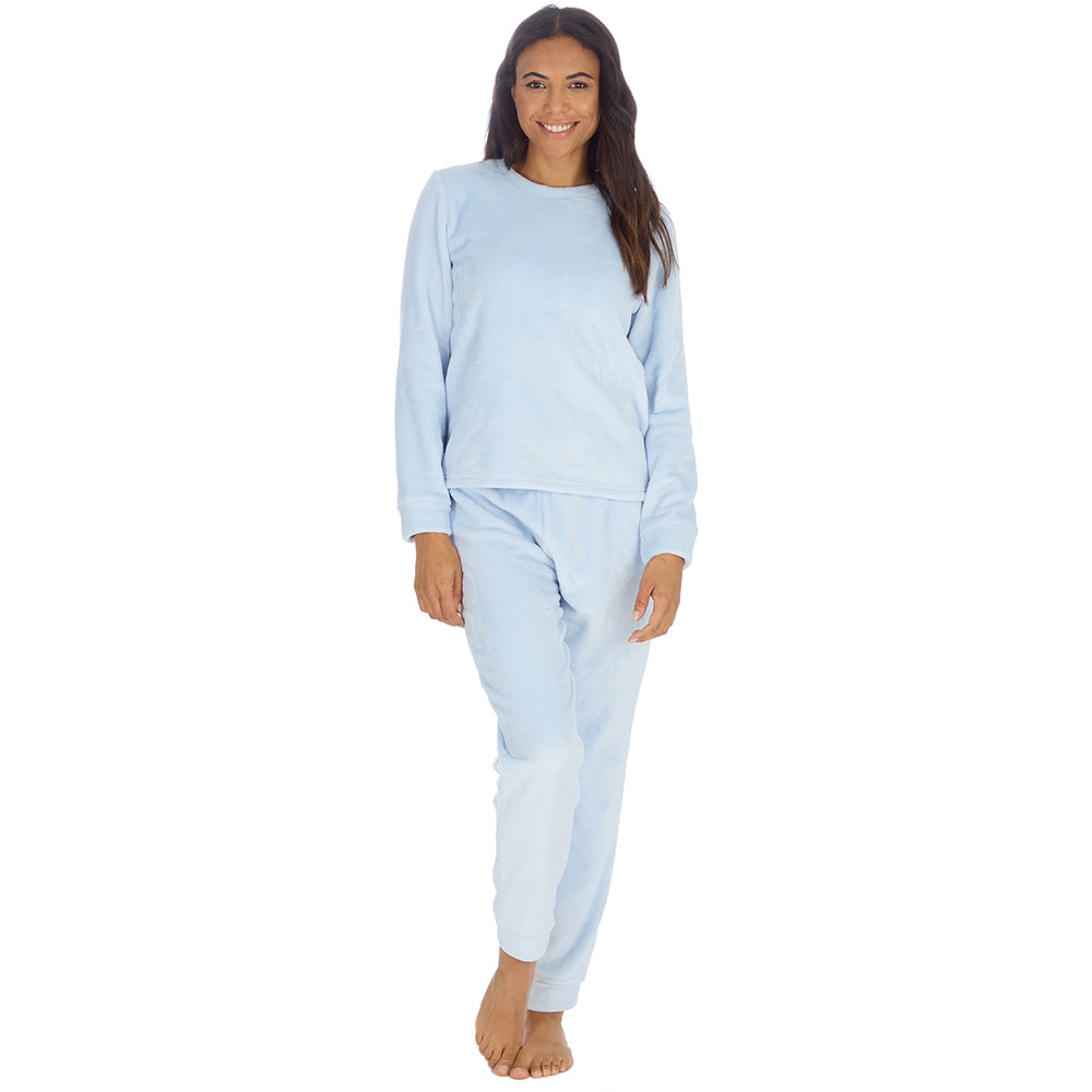 Ladies Baby Blue Fleece Pyjama Set