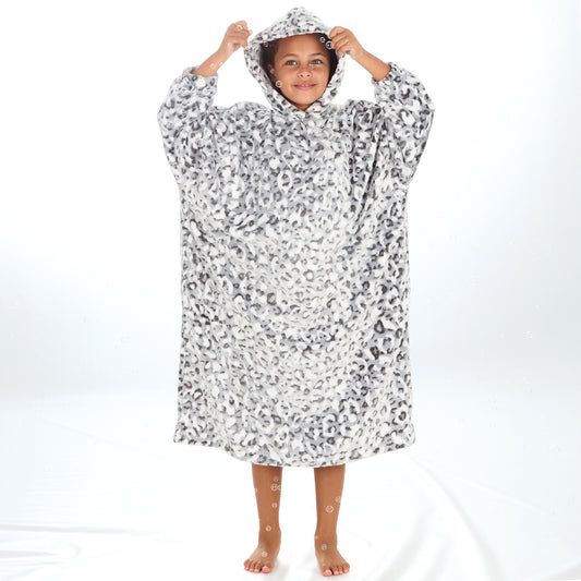 Girls Leopard Longline Hooded Blanket