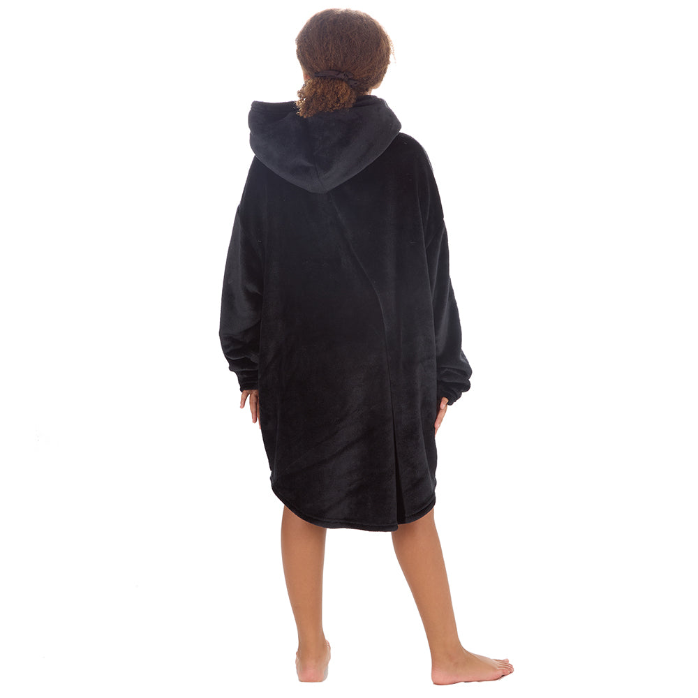 Girls Shimmer Black Blanket Hoodie