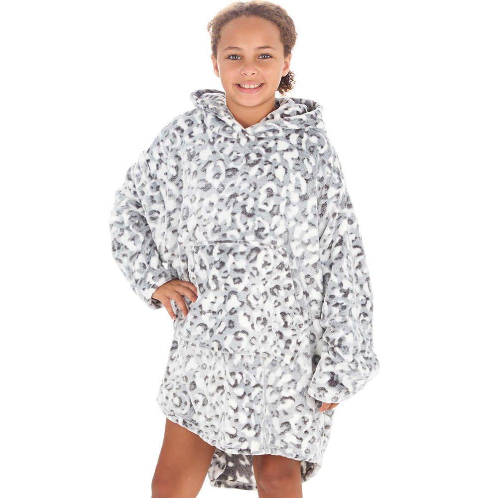 Girls Leopard Blanket Hoodie