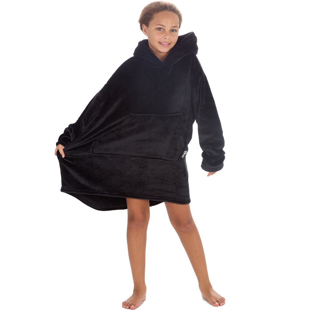 Girls Shimmer Black Blanket Hoodie