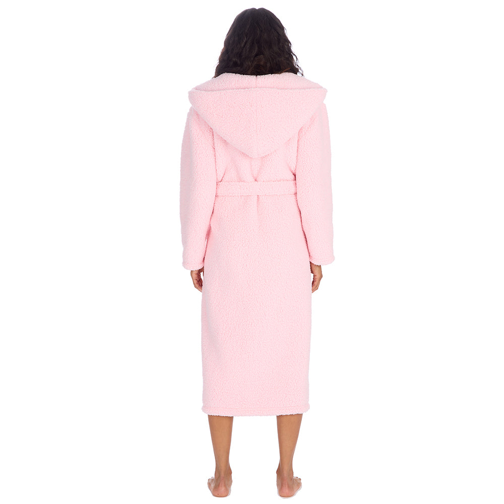 Ladies Baby Pink Teddy Fleece Dressing Gown