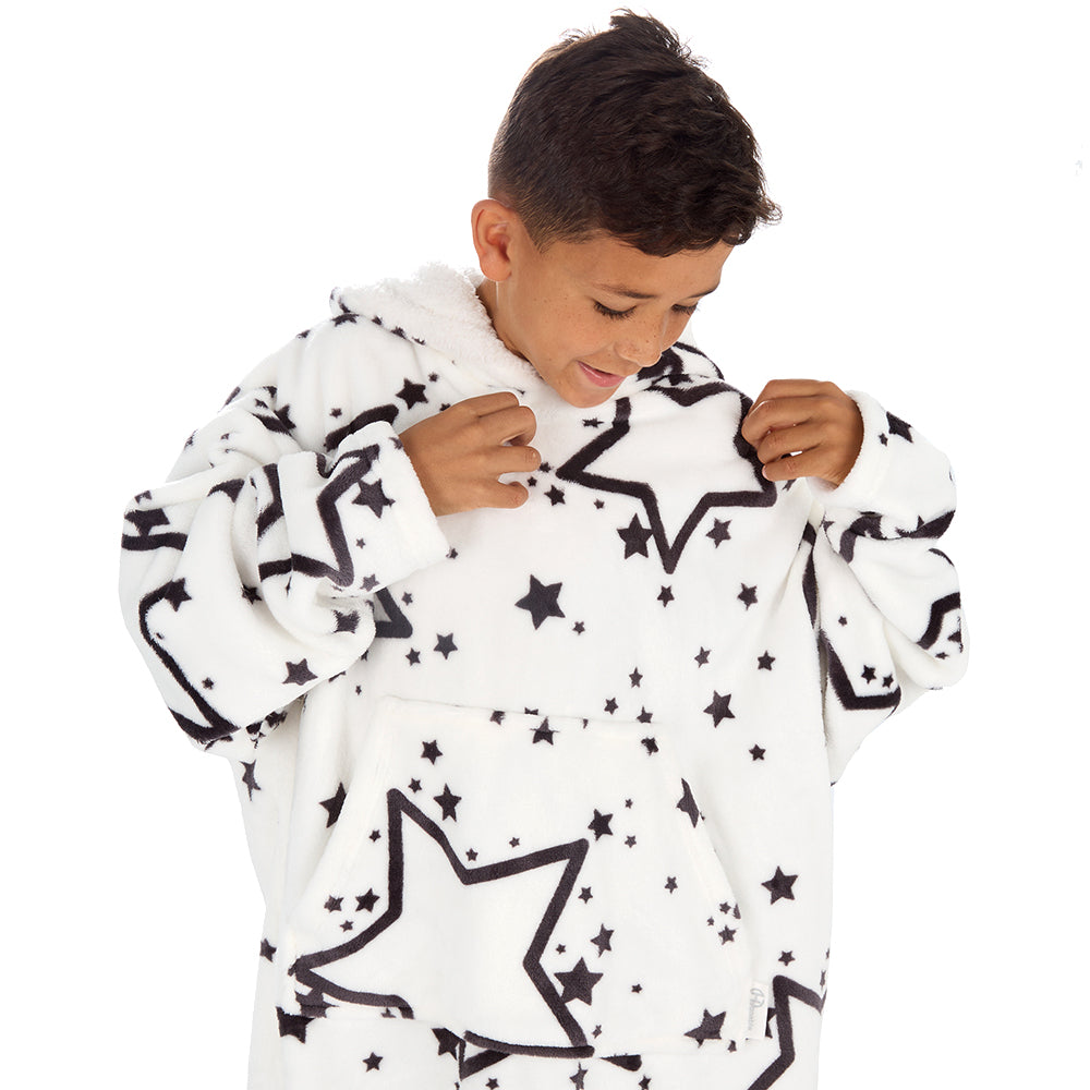 Boys Stars White Blanket Hoodie