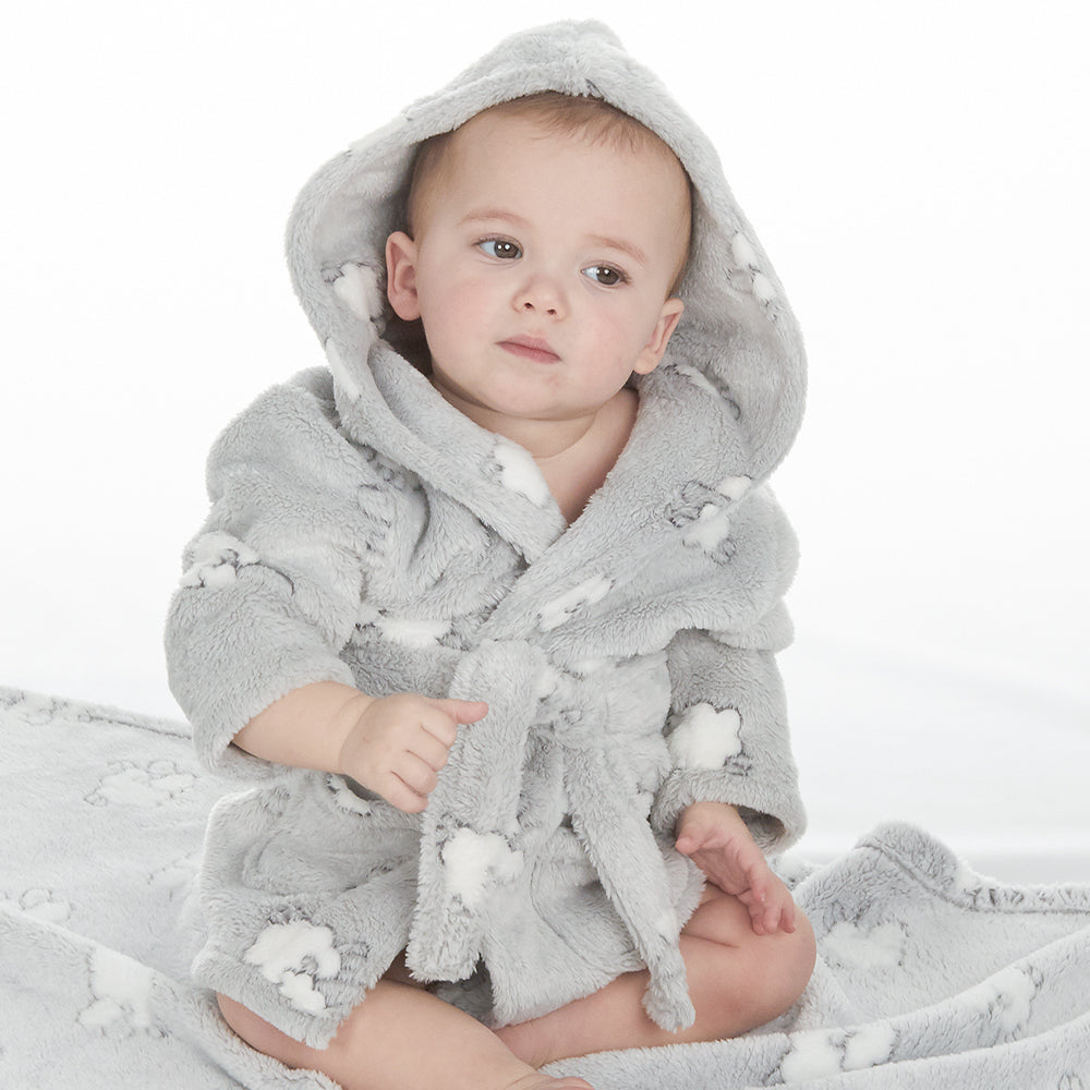 Newborn Baby Grey Lamb Dressing Gown