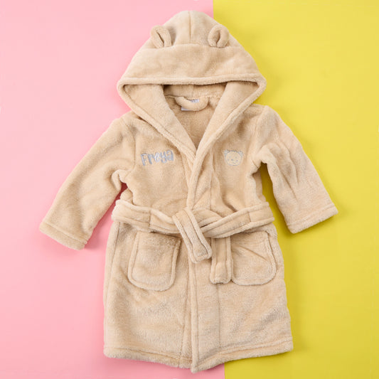 Personalised Baby Toffee Bear Ears Dressing Gown