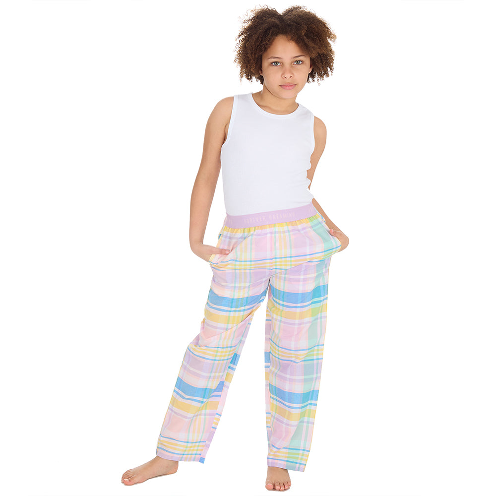 Girls Blush Check Woven Pyjama Bottoms