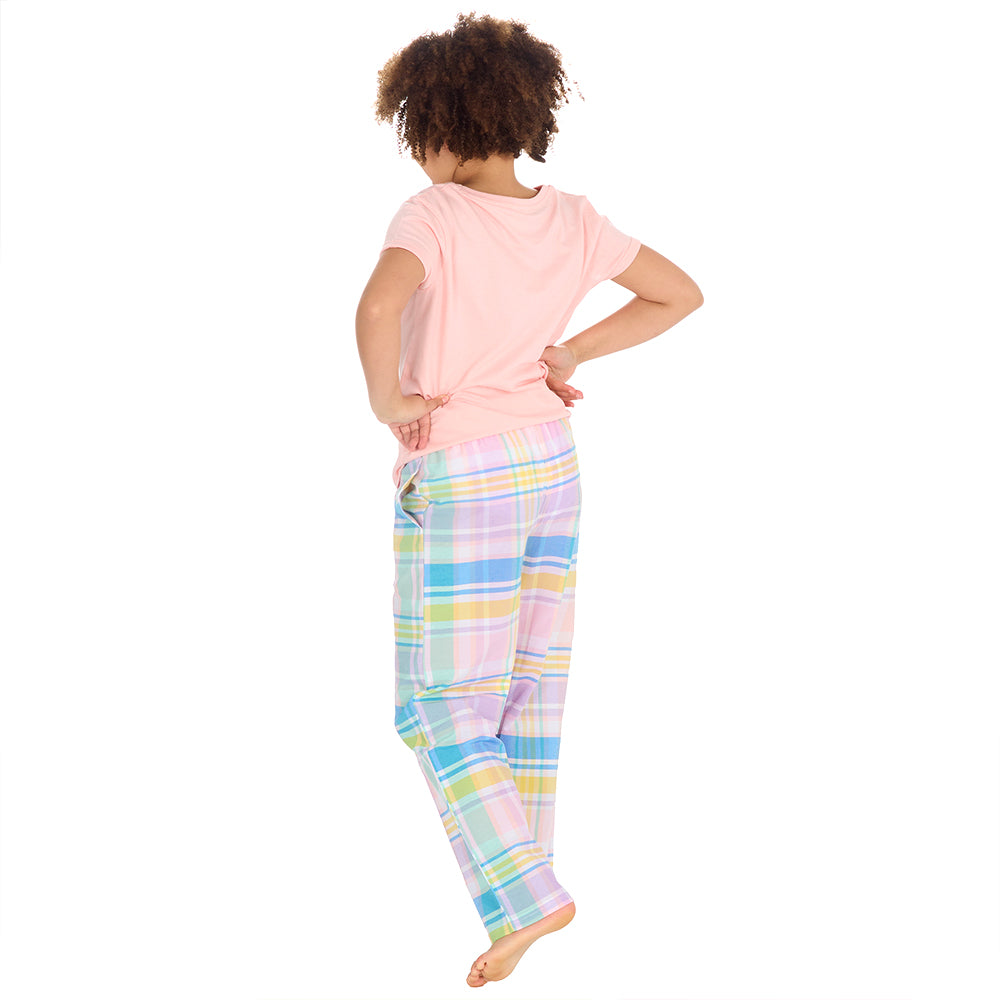 Girls Pastel Coral Long Pants Pyjama Set