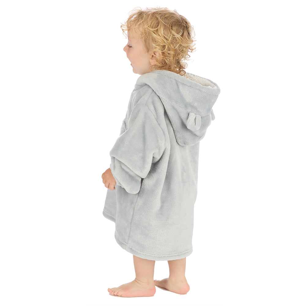 Toddler Bear Ears Silver Grey Blanket Hoodie