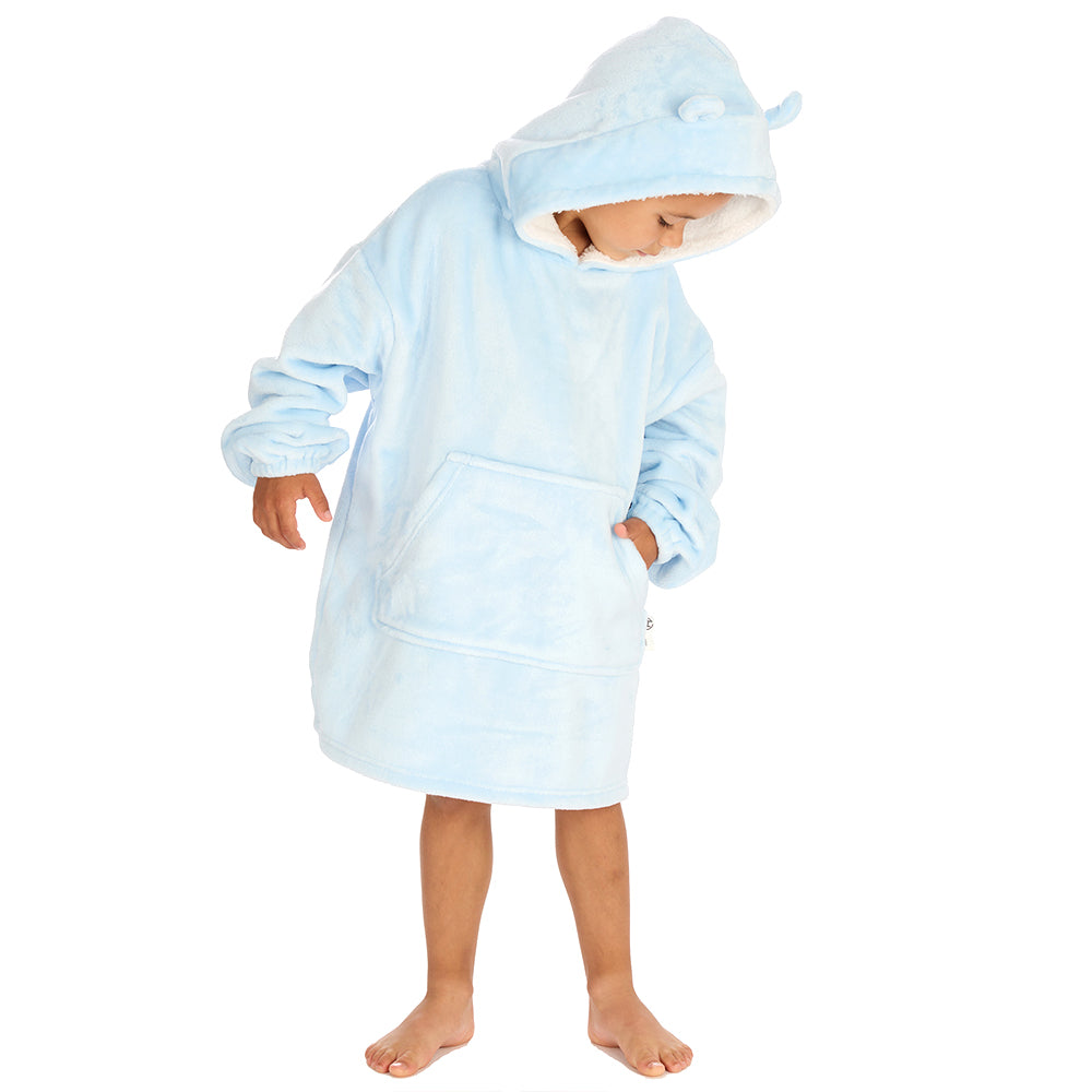 Infant Kids Bear Ears Sky Blue Blanket Hoodie
