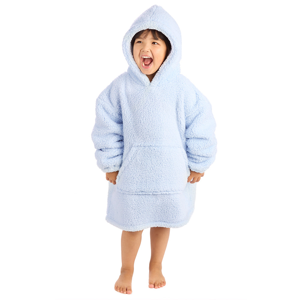 Infant Girls Baby Blue Teddy Fleece Blanket Hoodie