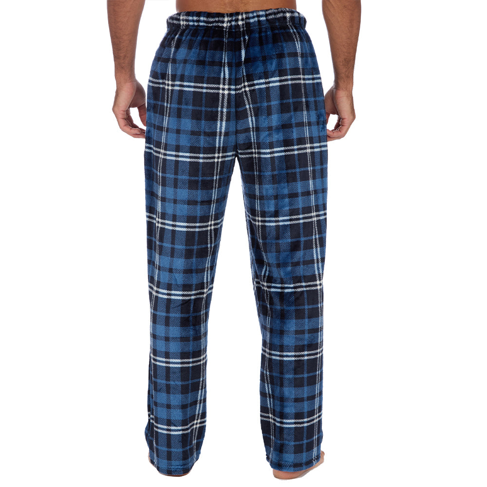 Mens Blue Check Fleece Pyjama Bottoms