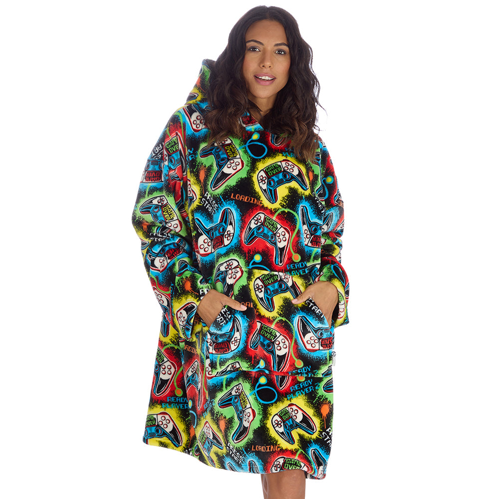Ladies Black Gamer Blanket Hoodie