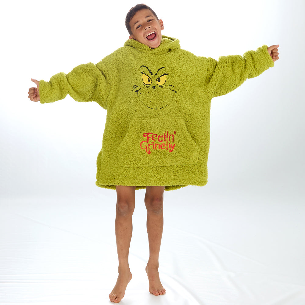 Boys Grinch Sherpa Blanket Hoodie