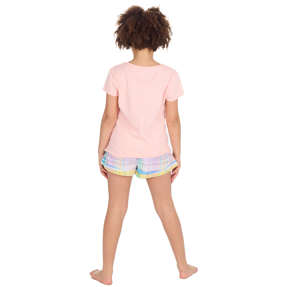 Girls Pastel Coral Short Pyjama Set