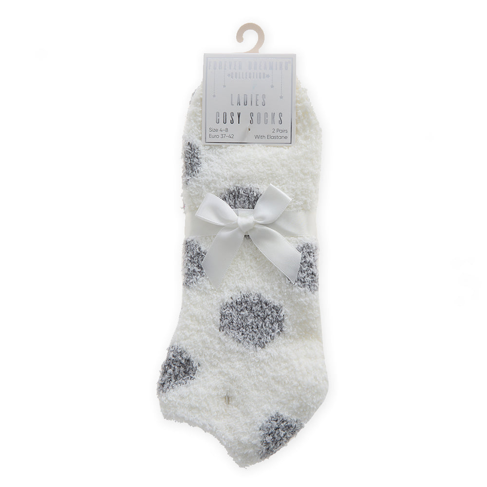 Ladies 2 Pairs Grey Stars Trainer Cosy Socks