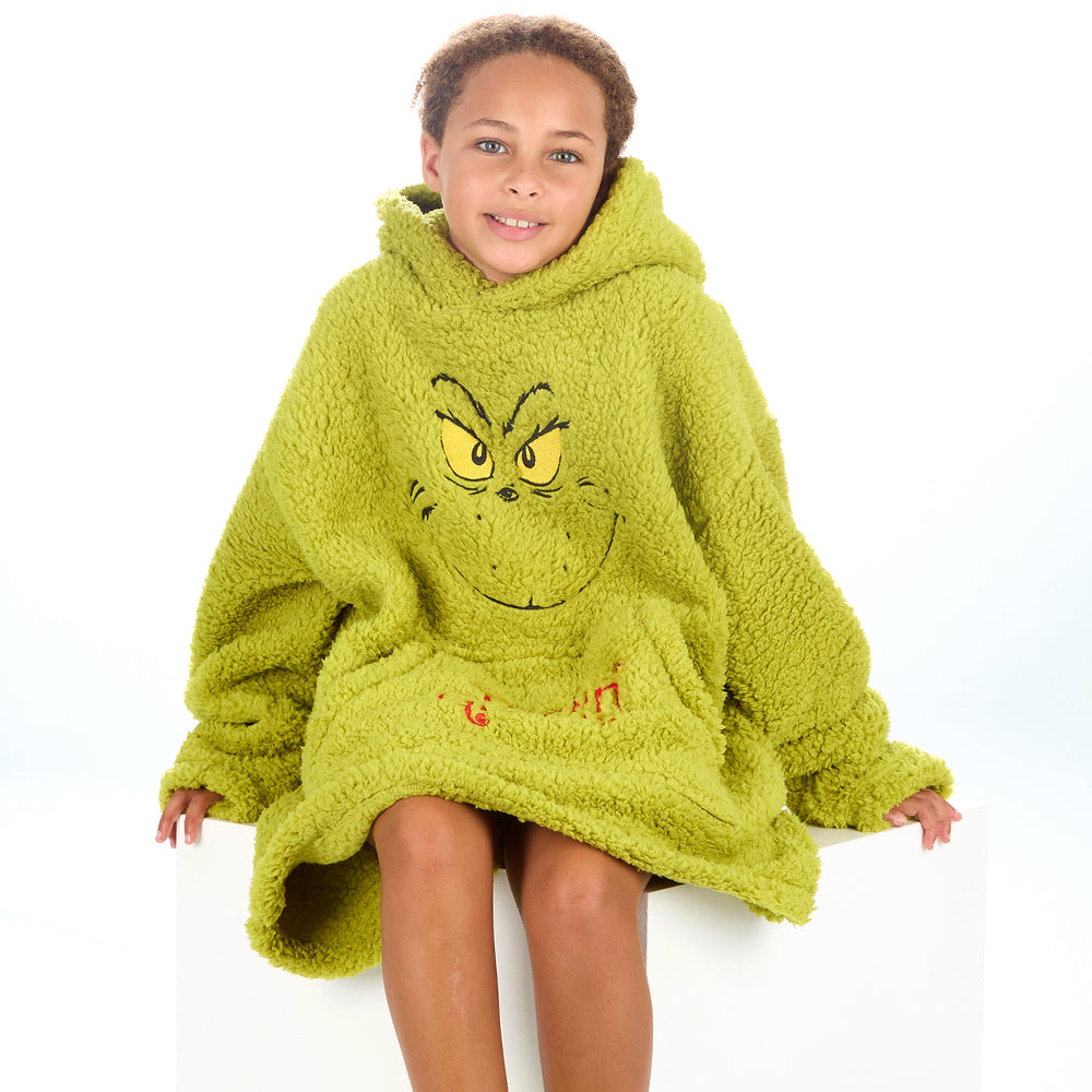 Girls Grinch Sherpa Blanket Hoodie