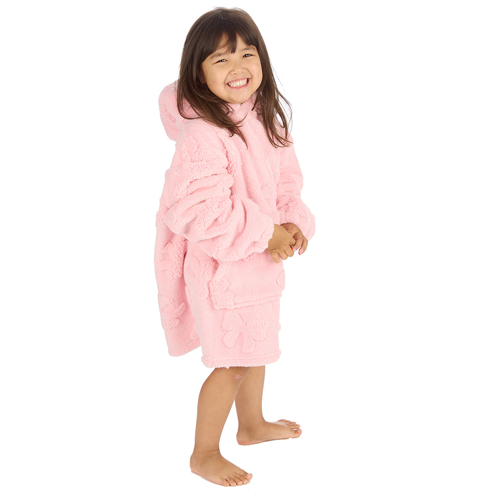 Infant Girls Candy Pink Bows Textured Blanket Hoodie