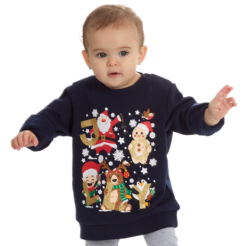Baby Navy Christmas Cotton Sweatshirt