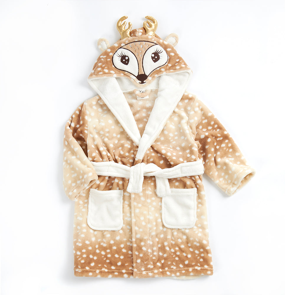 Girls Reindeer Plush Dressing Gown