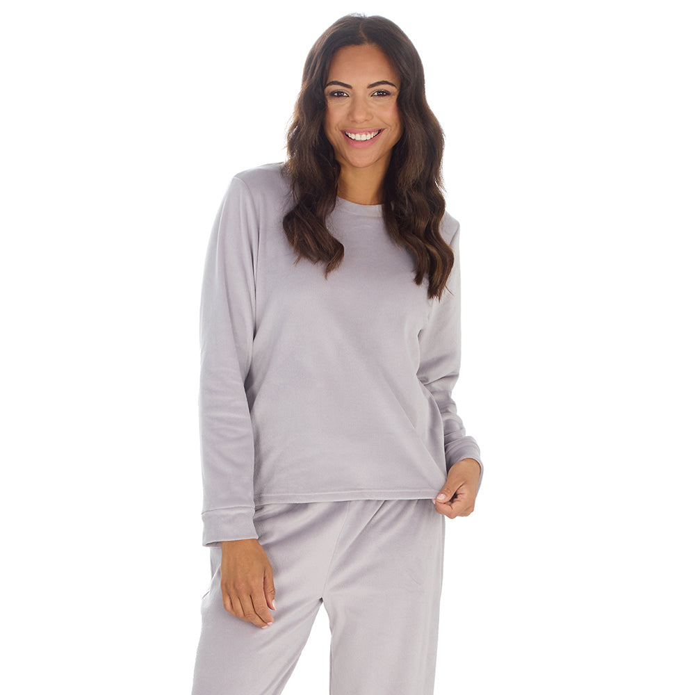 Ladies Silver Shimmer Fleece Pyjama Set