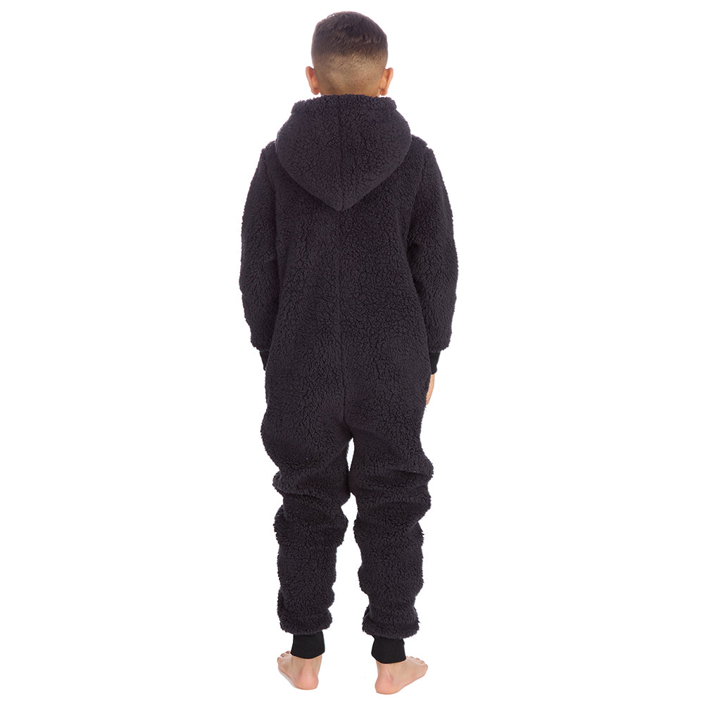 Boys Black Teddy Fleece Onesie