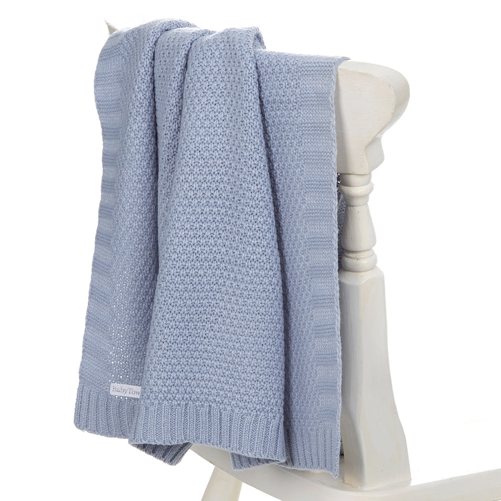 Baby Dusky Blue Knitted Blanket