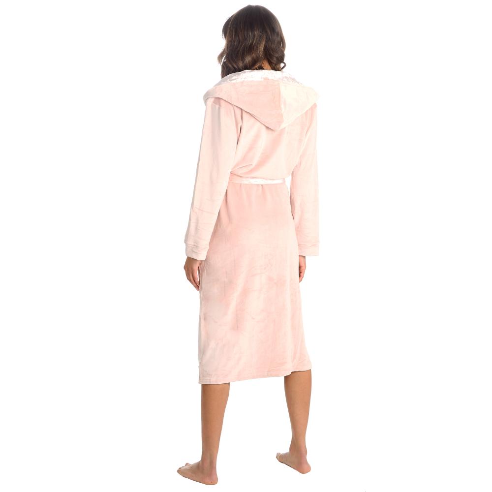 Ladies Luxury Velour Pink Dressing Gown 
