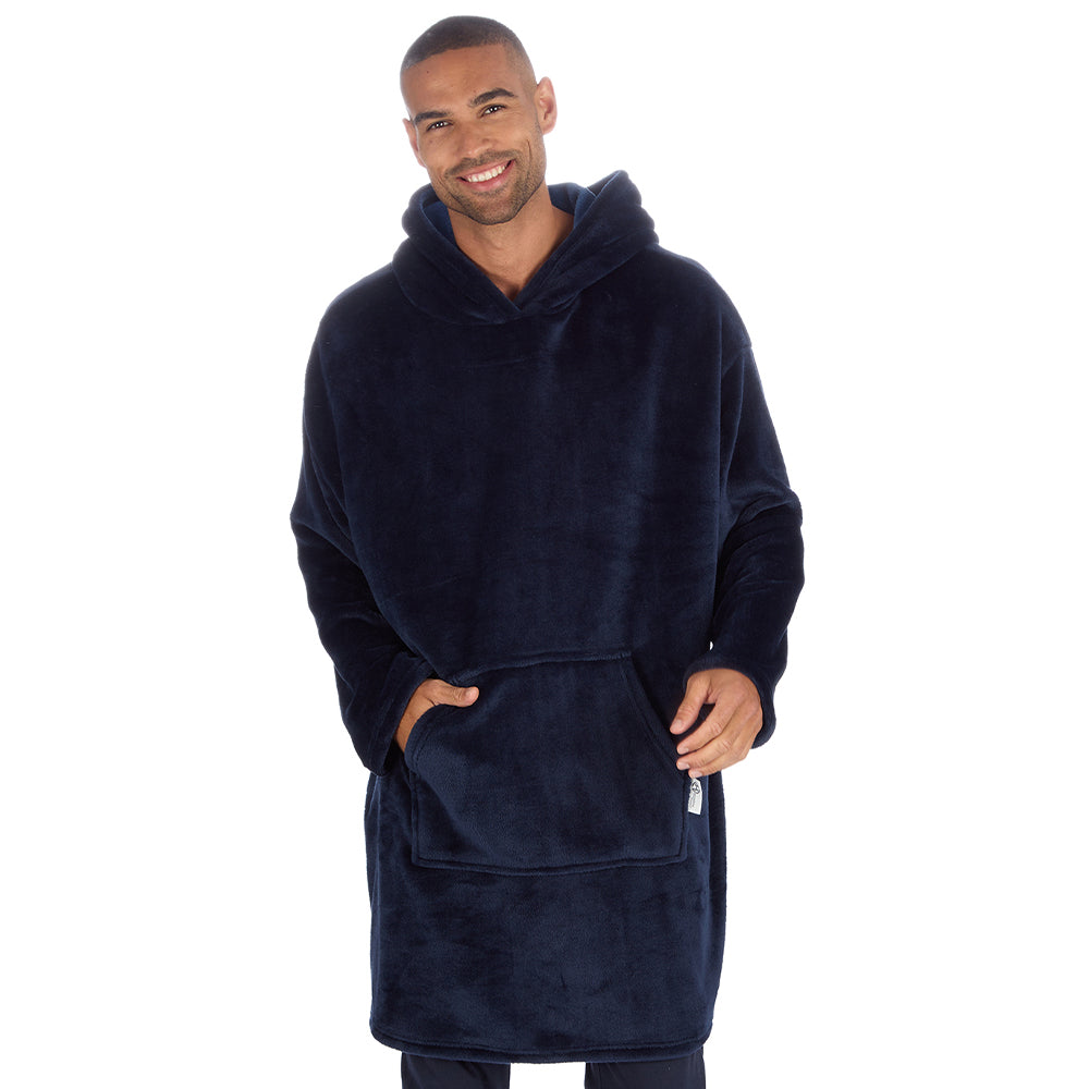 Mens Navy Plain Blanket Hoodie