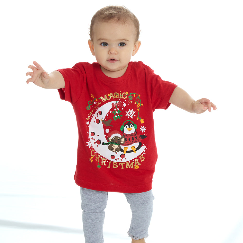 Baby Magical Christmas Red Cotton T-shirt
