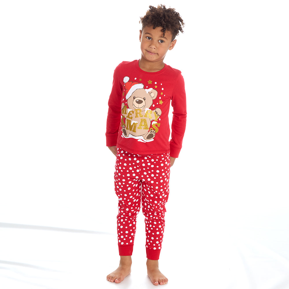 Infant Kids Teddy Christmas Cotton Pyjama Set