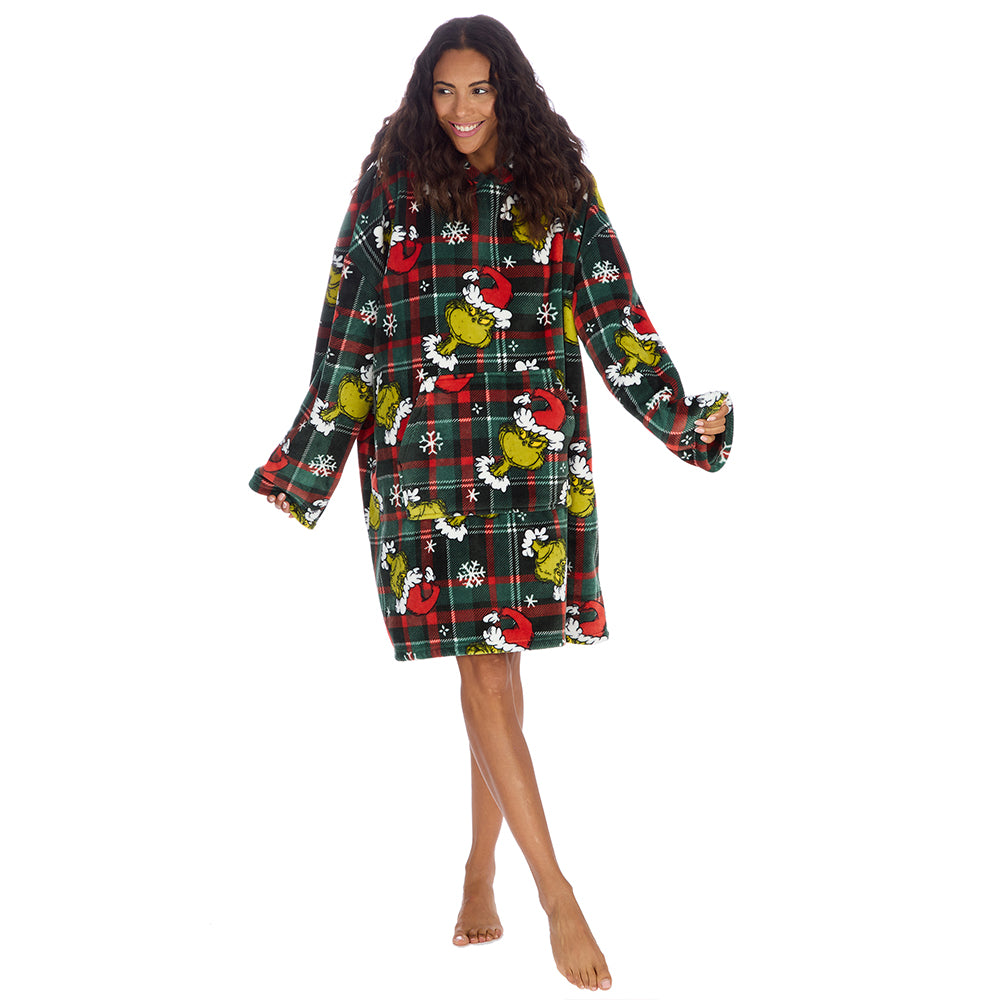 Ladies Grinch Check Blanket Hoodie