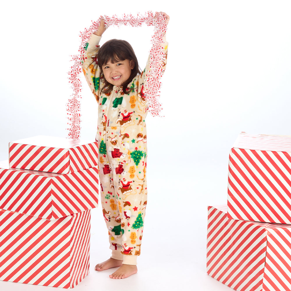 Kids Beige Christmas Onesie
