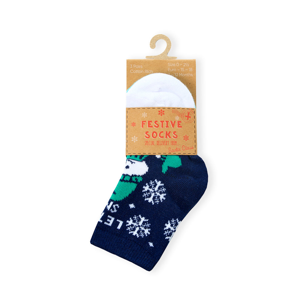 Baby 3 Pairs Christmas Snowman Cotton Socks