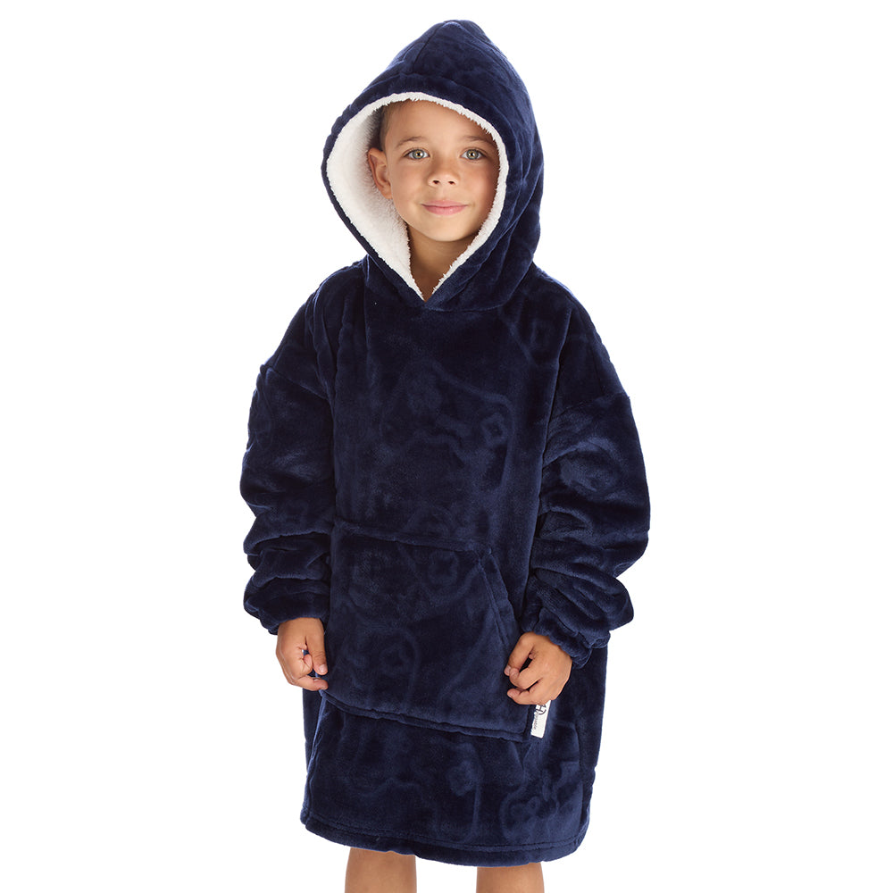 Infant Boys Navy Gamer Embossed Blanket Hoodie